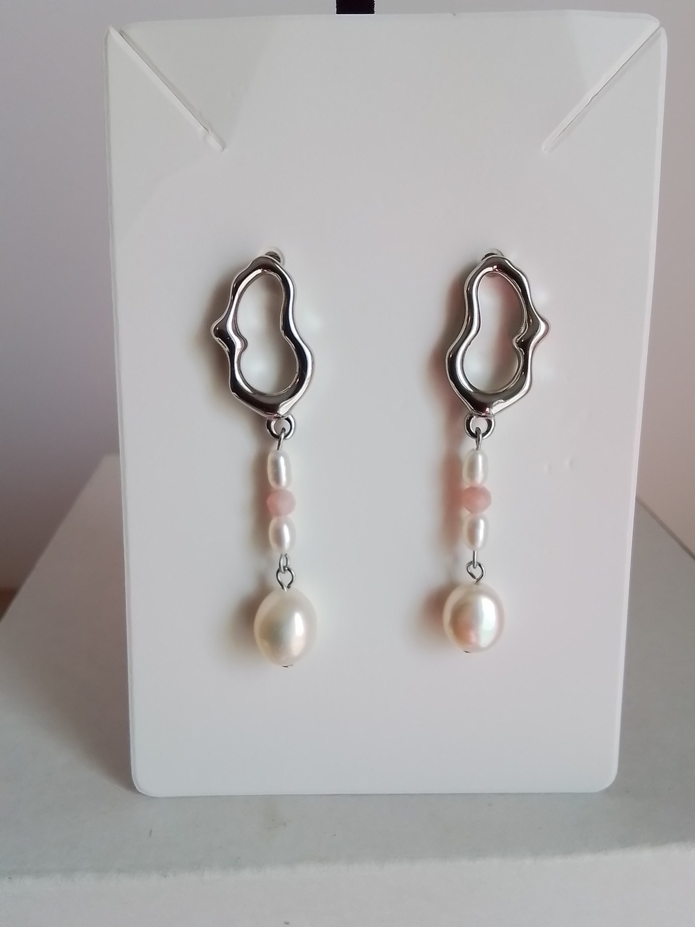 Freshwatet Pearl Drop Earrings with Pink Beads